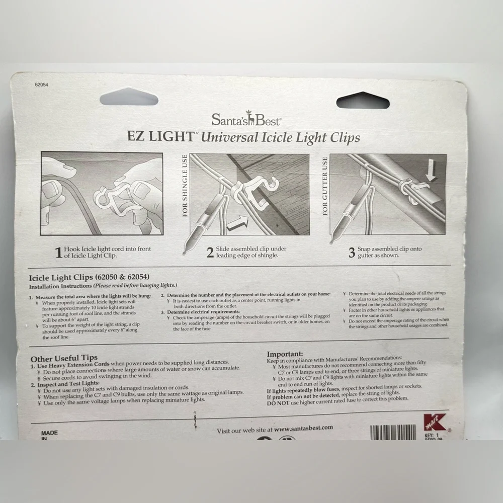 2 Lite Up &1 Santa’s Best 100 icicle light clips 300 total.Christmas light clips